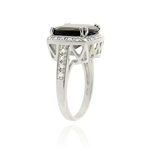 Sterling Silver ct. TGW Garnet & CZ Square Cocktail Ring-2
