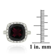 Sterling Silver ct. TGW Garnet & CZ Square Cocktail Ring