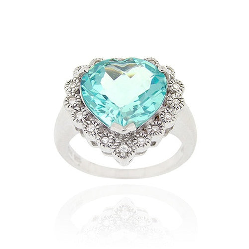 Sterling Silver ct. TGW Blue Topaz & CZ Heart Ring