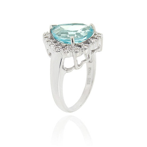 Sterling Silver ct. TGW Blue Topaz & CZ Heart Ring-2