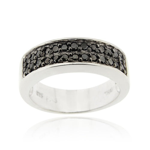 Sterling Silver 1/4 ct. tdw Black Diamond Band Ring