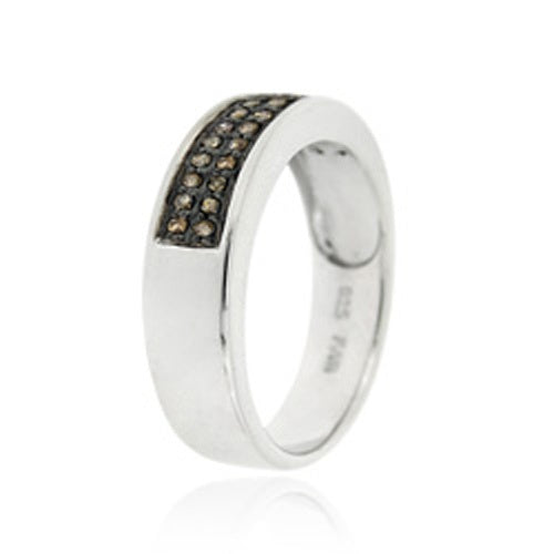 Sterling Silver 1/4 ct. tdw Champagne Diamond Band Ring-2