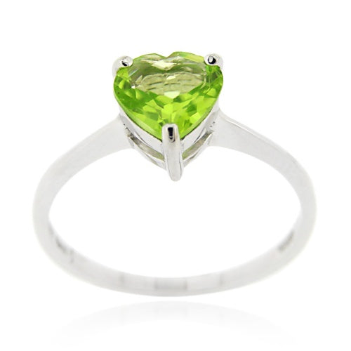Sterling Silver Peridot Solitaire Heart Ring