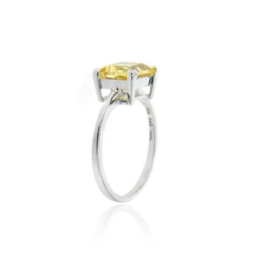 Sterling Silver Citrine Solitaire Square Ring-2