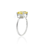 Sterling Silver Citrine Solitaire Square Ring