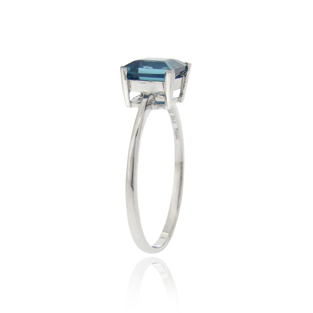 Sterling Silver London Blue Topaz Solitaire Square Ring-2