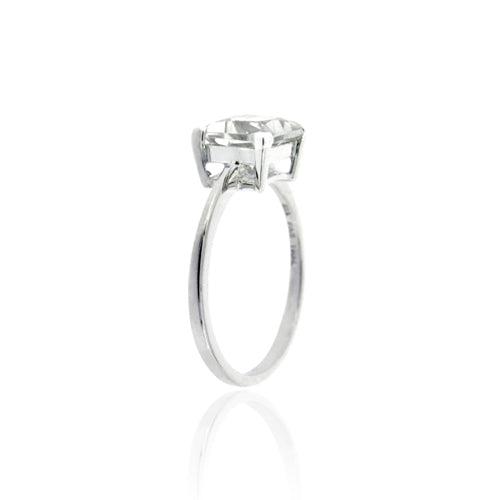 Sterling Silver White Topaz Square Solitaire Ring-2