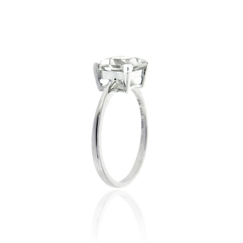Sterling Silver White Topaz Square Solitaire Ring