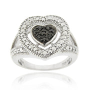 Sterling Silver 1/ct Black Diamond Heart Ring
