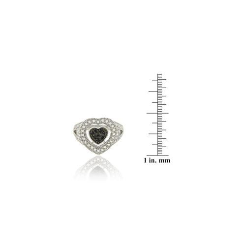 Sterling Silver 1/ct Black Diamond Heart Ring-3