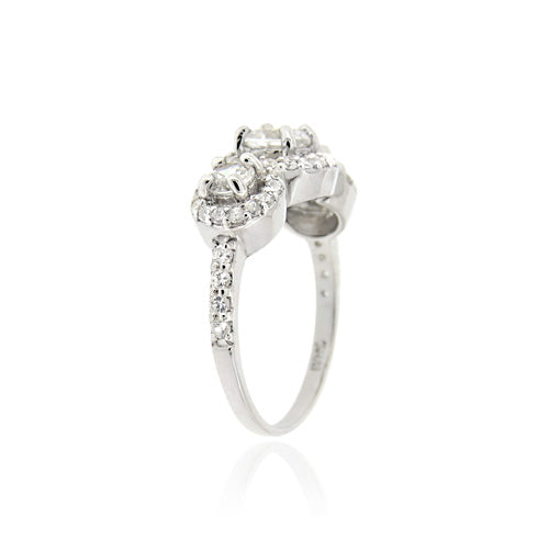Sterling Silver CZ 3-Stone Bridal Engagement Ring-2