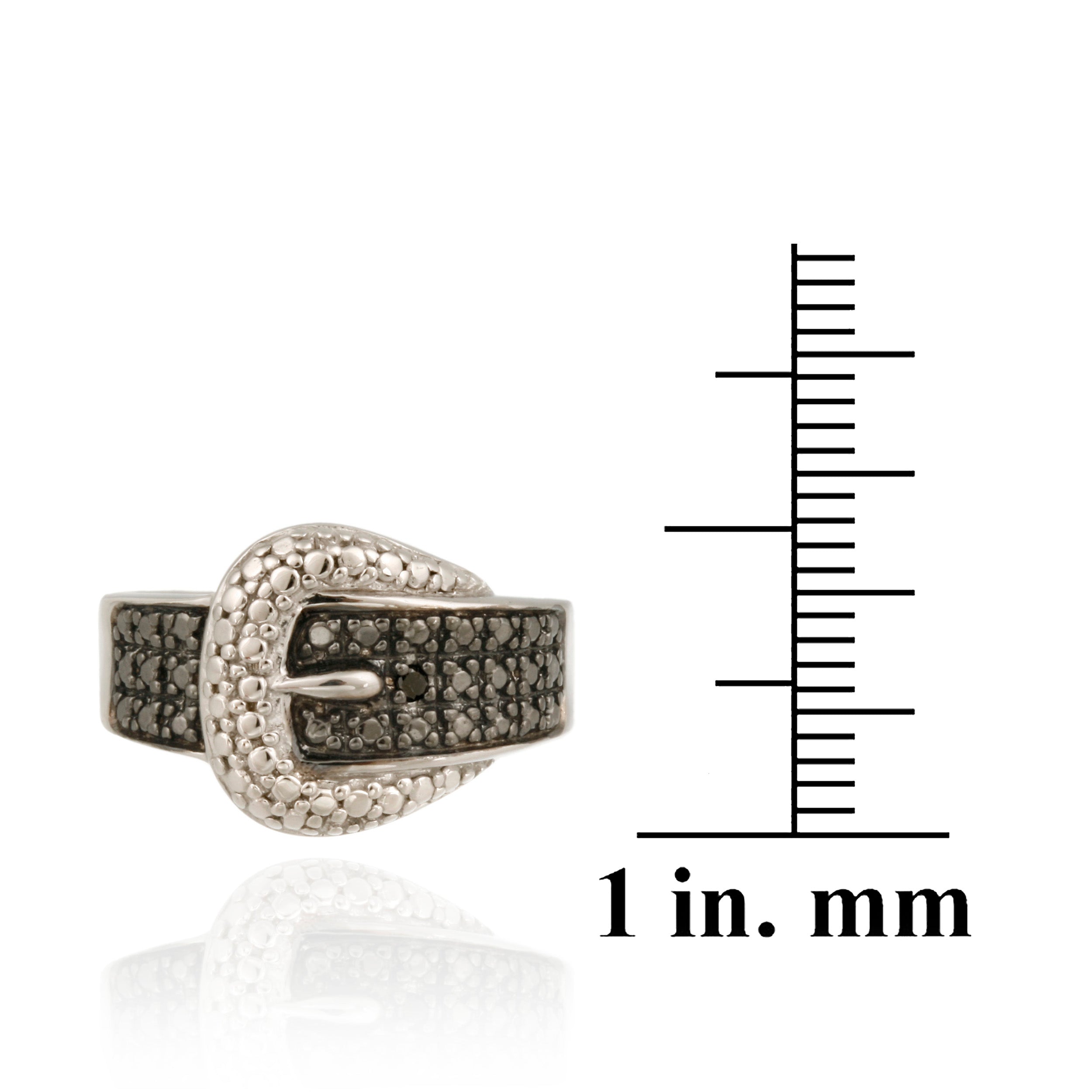 Sterling Silver 1/4CT Black Diamond Buckle Rings-3