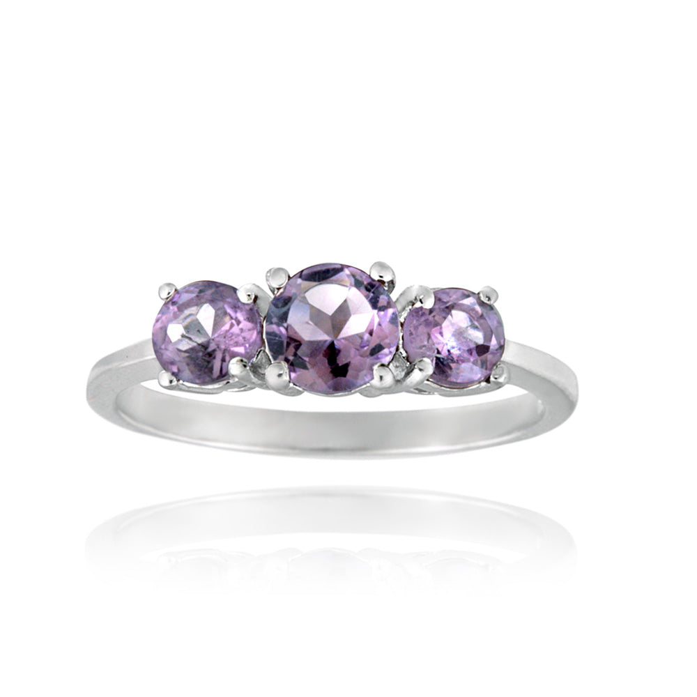 Sterling Silver .ct Amethyst Three Stone Ring