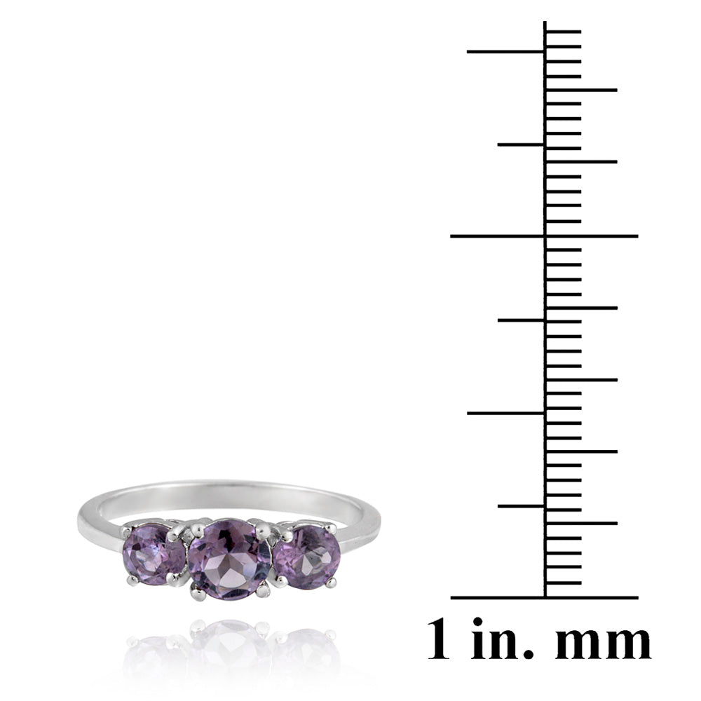 Sterling Silver .ct Amethyst Three Stone Ring-3