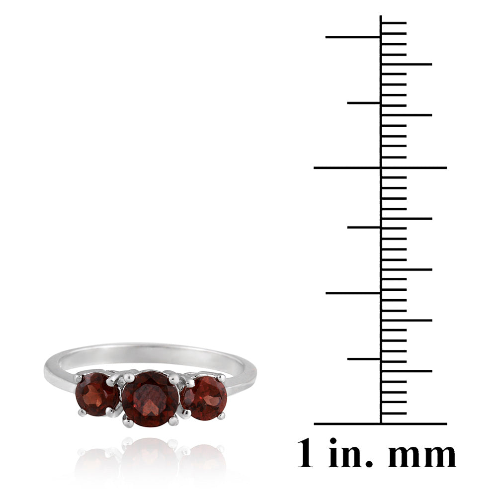 Sterling Silver 1.3ct Garnet Three Stone Ring-3