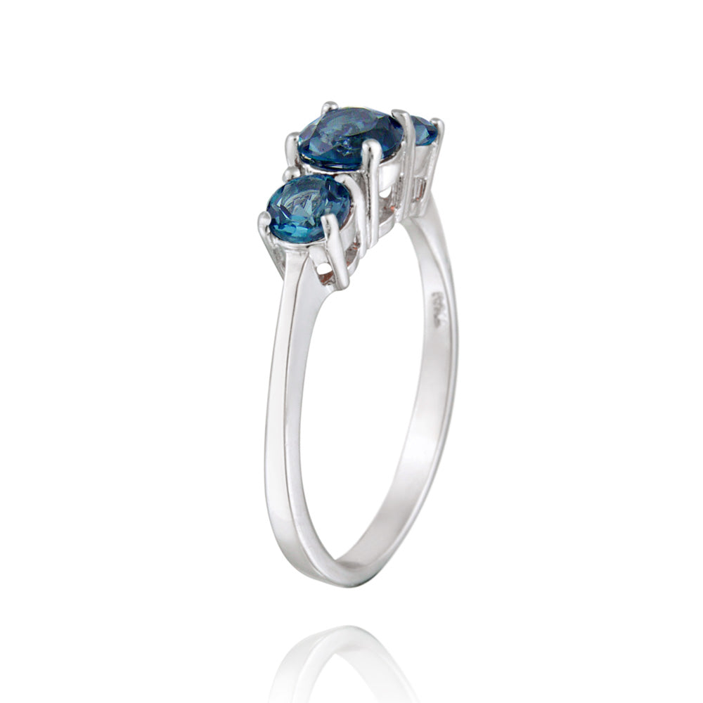Sterling Silver 1.2ct London Blue Topaz Three Stone Ring-2