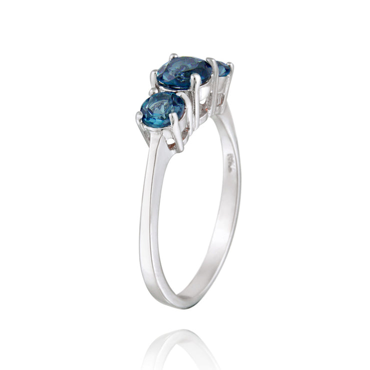 Sterling Silver 1.2ct London Blue Topaz Three Stone Ring