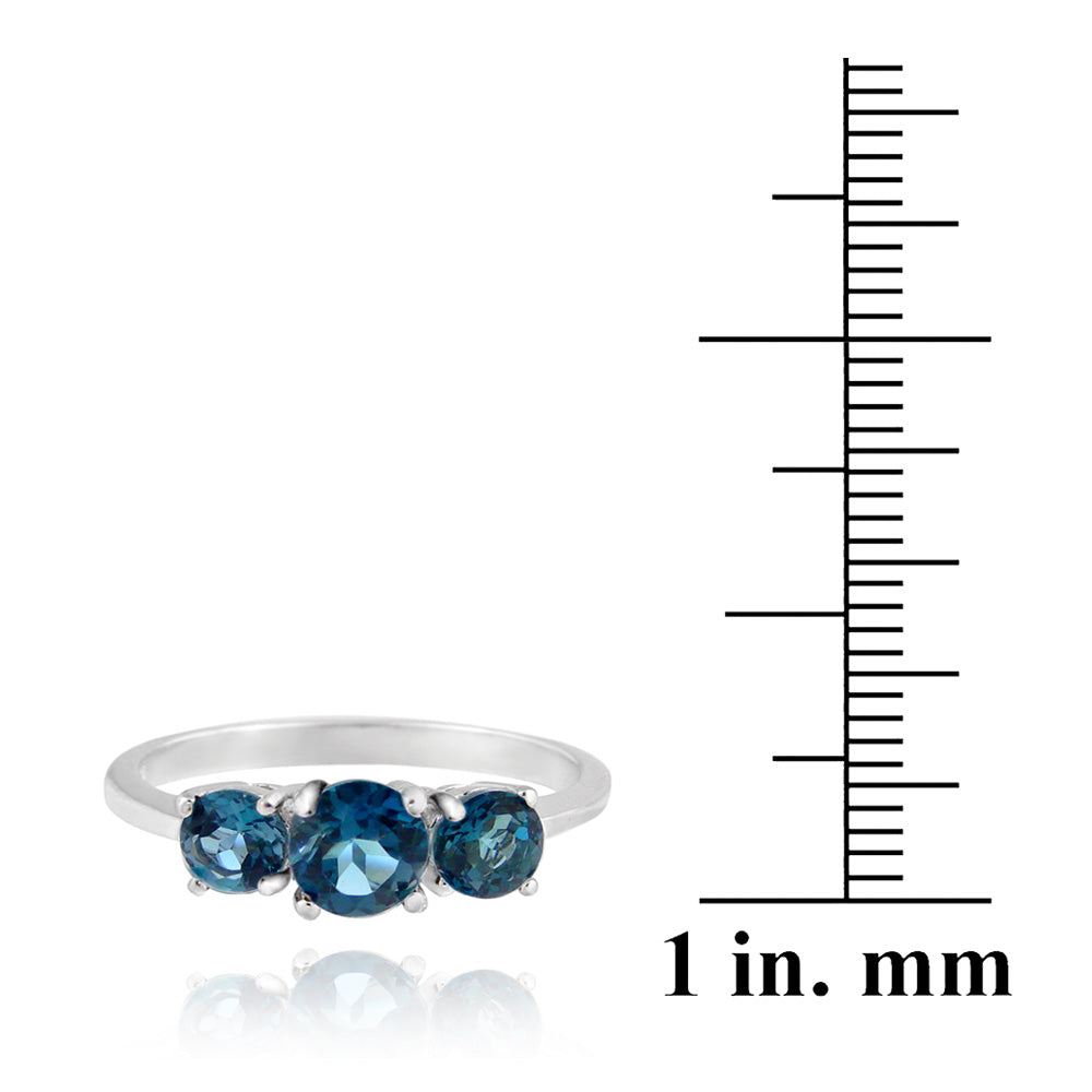 Sterling Silver 1.2ct London Blue Topaz Three Stone Ring-3