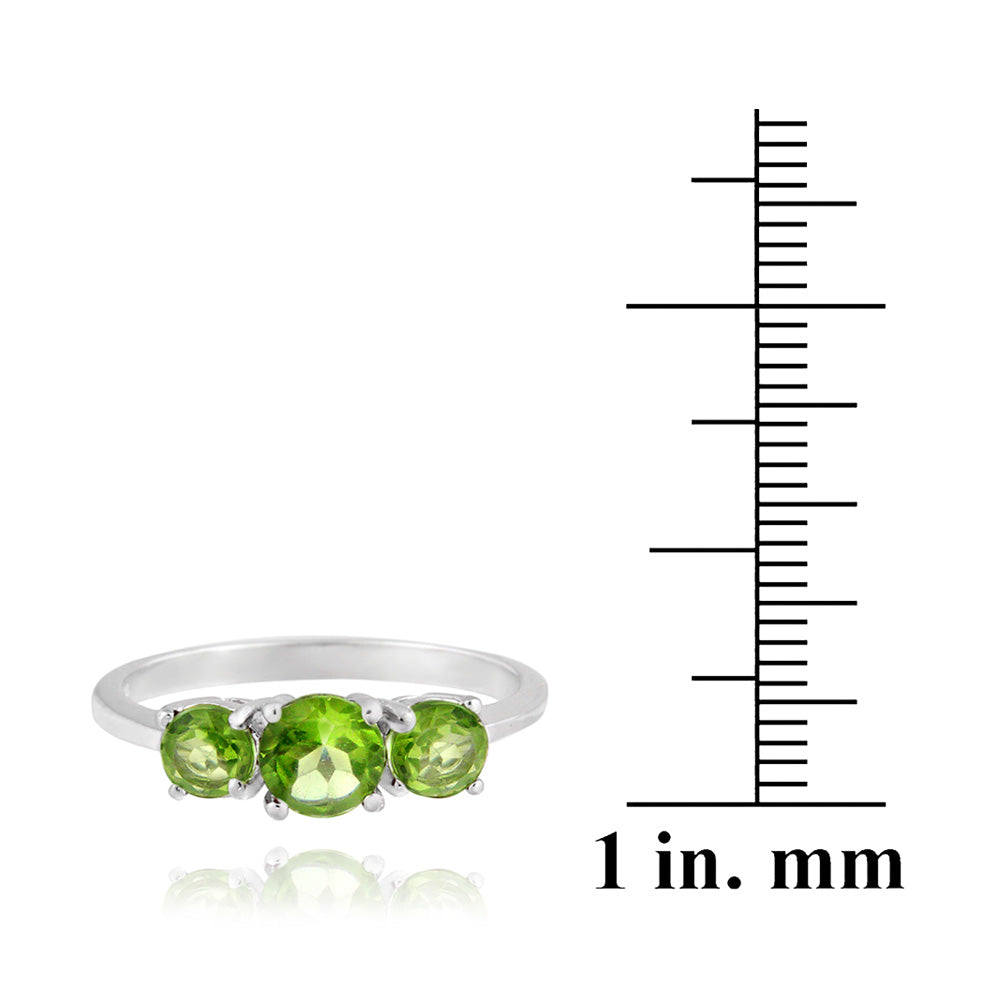 Sterling Silver 1.1 ct Peridot Three Stone Ring-3