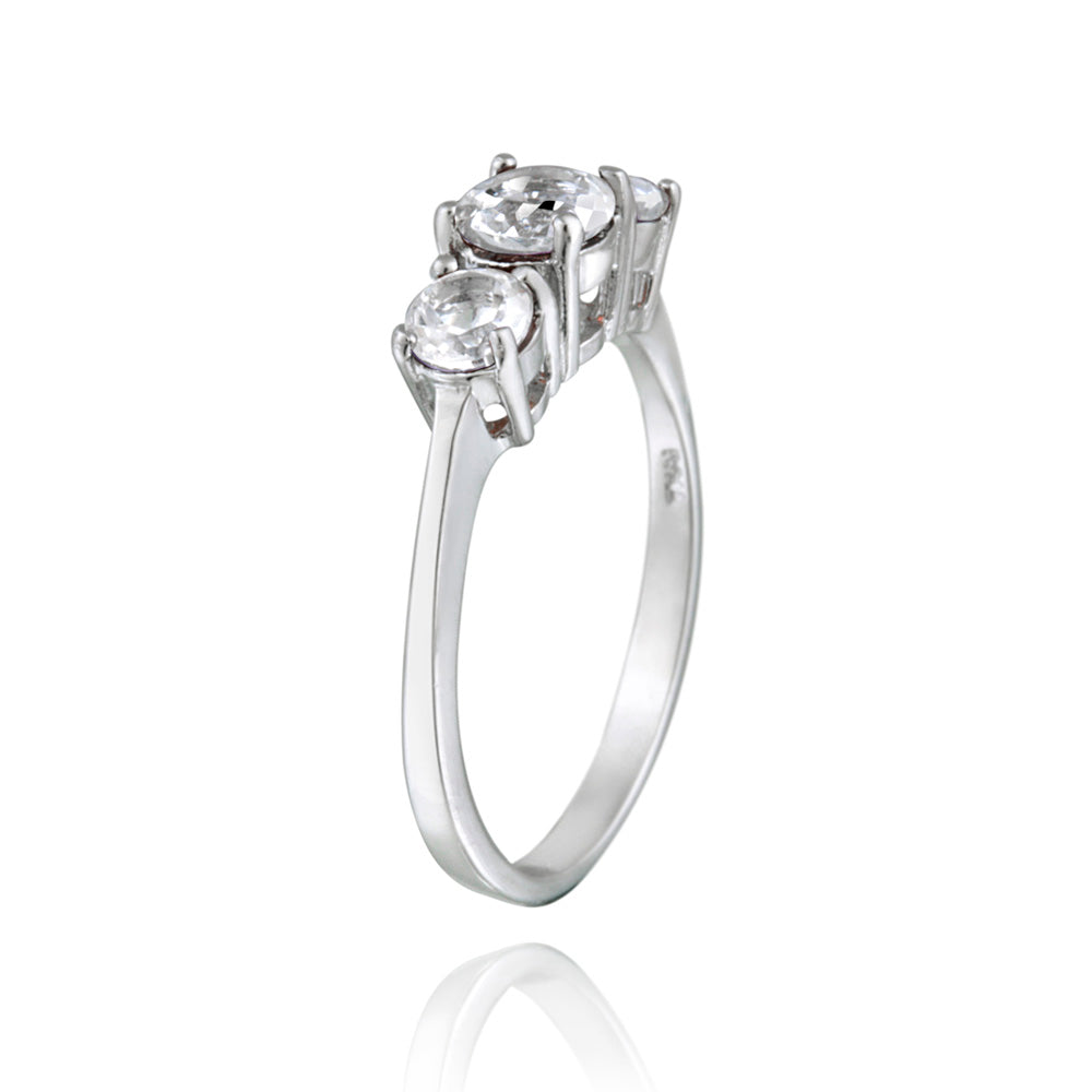 Sterling Silver 1.2ct White Topaz Three Stone Ring-2