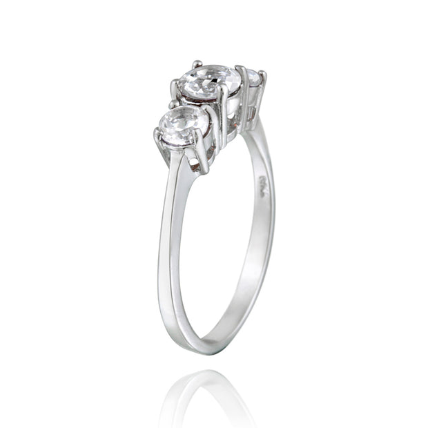 Sterling Silver 1.2ct White Topaz Three Stone Ring