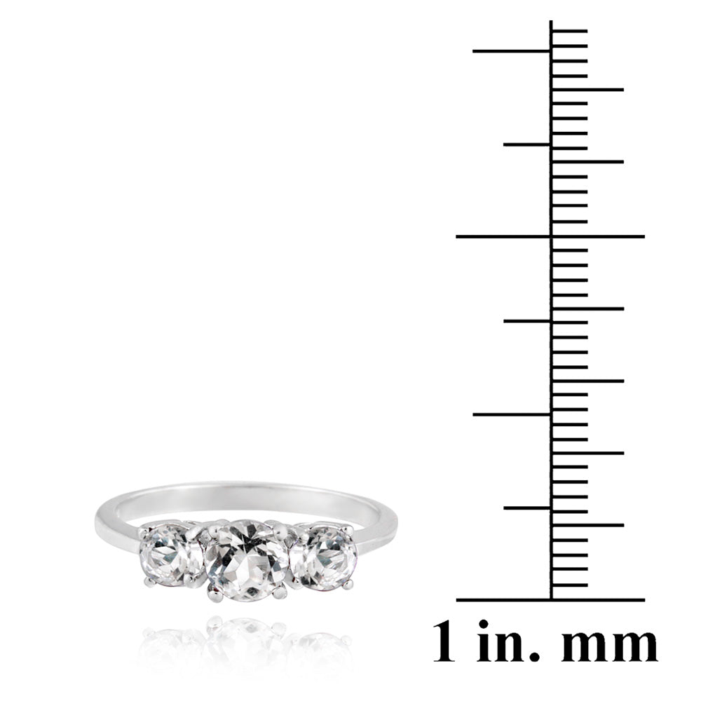 Sterling Silver 1.2ct White Topaz Three Stone Ring-3