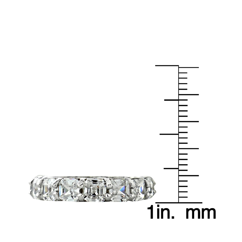 Sterling Silver Asscher-Cut CZ Eternity Wedding Band Ring-3
