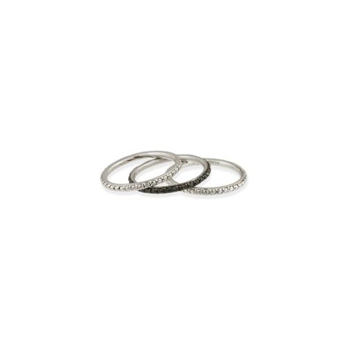 Sterling Silver Black Diamond Accent Stackable Eternity Band Rings Set-2