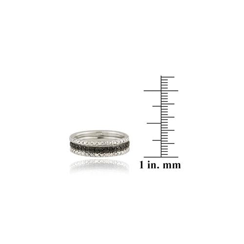 Sterling Silver Black Diamond Accent Stackable Eternity Band Rings Set-3