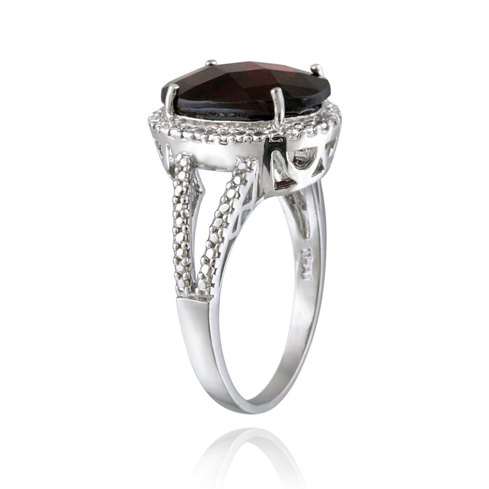 Sterling Silver .ct Garnet & Diamond Accent Oval Ring-2