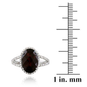 Sterling Silver .ct Garnet & Diamond Accent Oval Ring