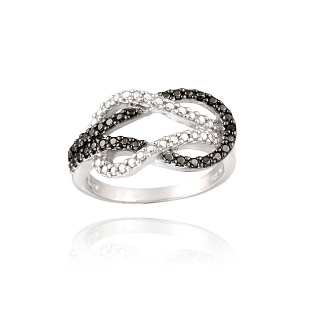 Sterling Silver Black Diamond Accent Love Knot Ring