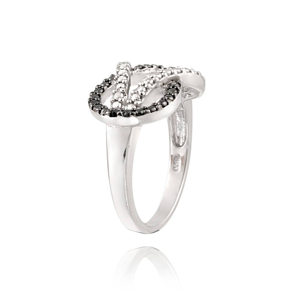 Sterling Silver Black Diamond Accent Love Knot Ring-2