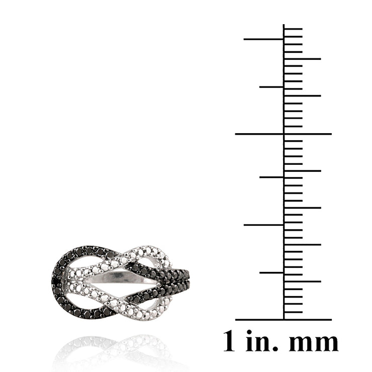 Sterling Silver Black Diamond Accent Love Knot Ring