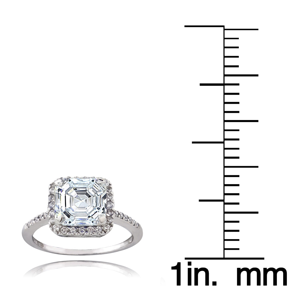 Sterling Silver 2 1/3ct CZ Asscher-Cut Ring-3