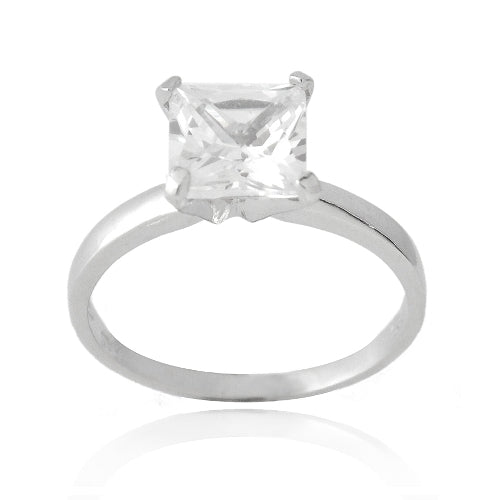 Sterling Silver 2ct Princess Cut CZ Bridal Engagement Ring