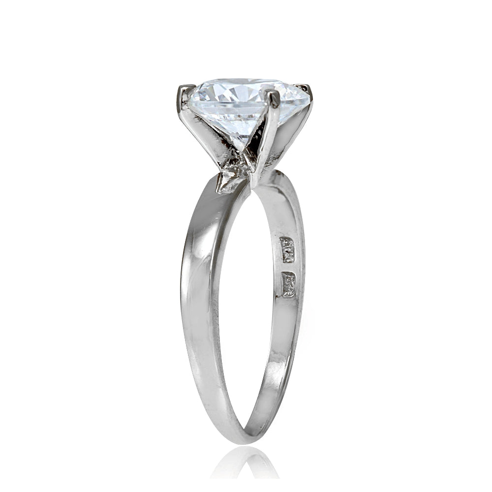 Sterling Silver 2ct Cubic Zirconia mm Round Solitaire Ring-2
