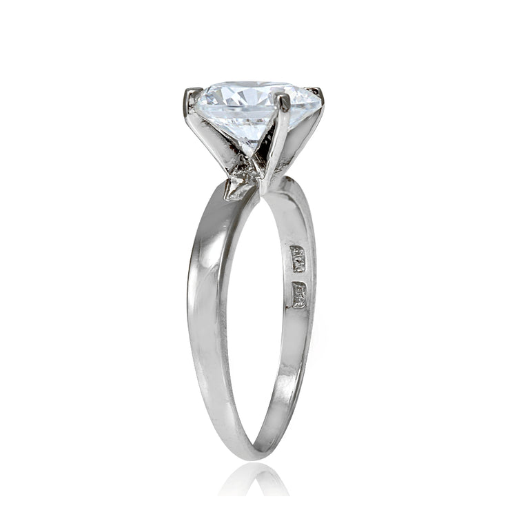 Sterling Silver 2ct Cubic Zirconia mm Round Solitaire Ring