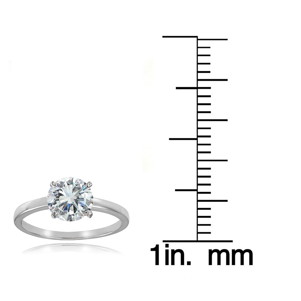 Sterling Silver 2ct Cubic Zirconia mm Round Solitaire Ring-3