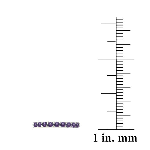 Sterling Silver Amethyst Semi-Eternity Band Ring-3