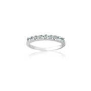 Sterling Silver Blue Topaz Semi-Eternity Band Ring