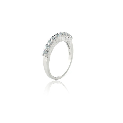 Sterling Silver Blue Topaz Semi-Eternity Band Ring-2