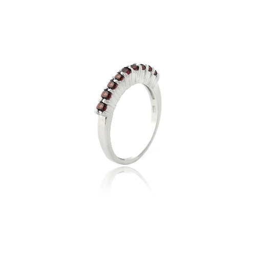 Sterling Silver Garnet Semi-Eternity Band Ring-2
