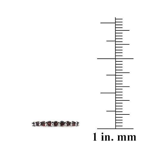 Sterling Silver Garnet Semi-Eternity Band Ring-3