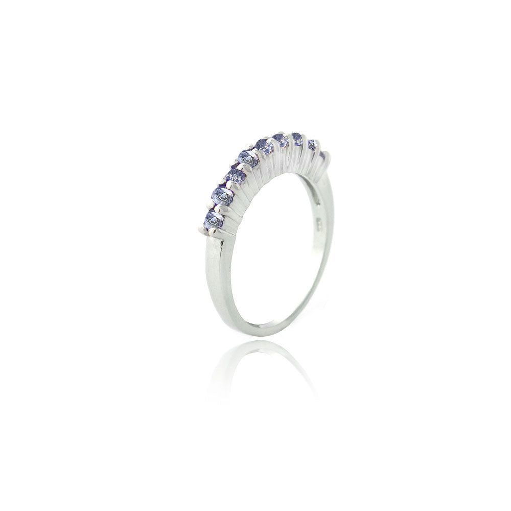Sterling Silver Tanzanite CZ Semi-Eternity Band Ring-2