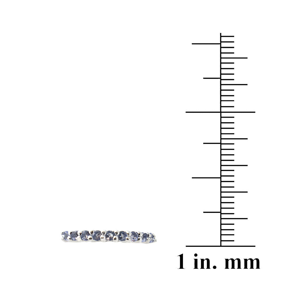 Sterling Silver Tanzanite CZ Semi-Eternity Band Ring-3