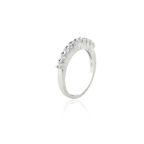 Sterling Silver White Topaz Semi-Eternity Band Ring-2