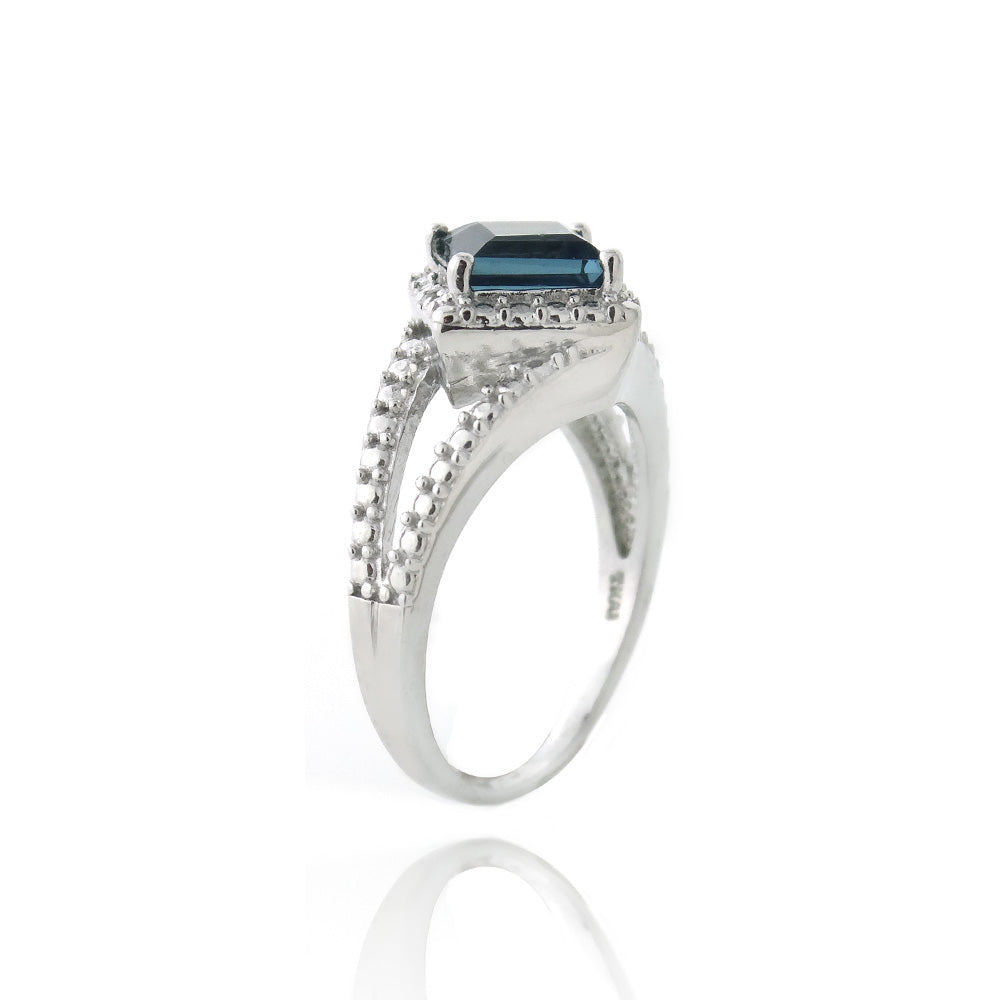 Sterling Silver 1.3ct London Blue Topaz & Diamond Accent Diamond-Shape Ring-2
