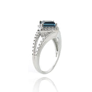 Sterling Silver 1.3ct London Blue Topaz & Diamond Accent Diamond-Shape Ring