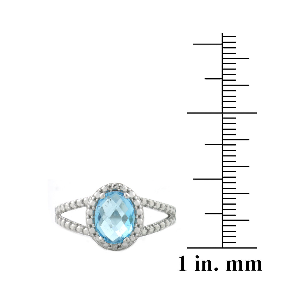 Sterling Silver 1.ct Swiss Blue Topaz & Diamond Accent Split Band Oval Ring-3